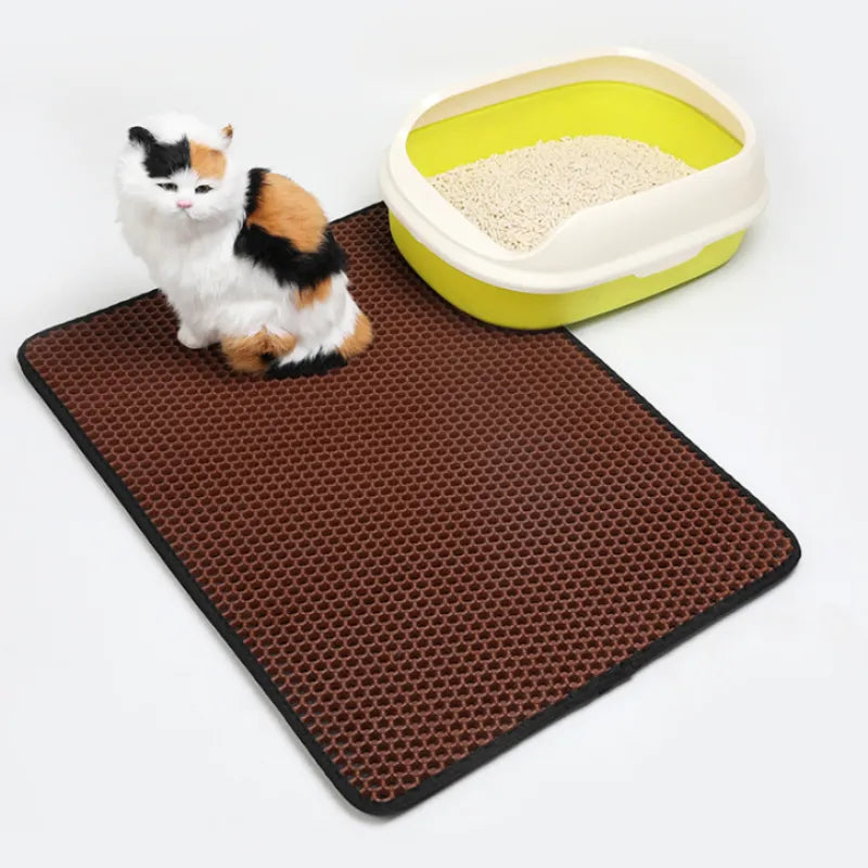 Alfombrilla para arena de gato para mascotas, suministros para mascotas, alfombrilla doble de EVA para arena de gato