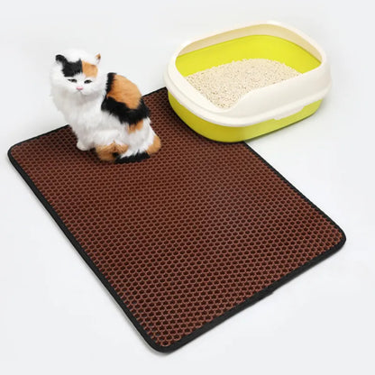 Alfombrilla para arena de gato para mascotas, suministros para mascotas, alfombrilla doble de EVA para arena de gato
