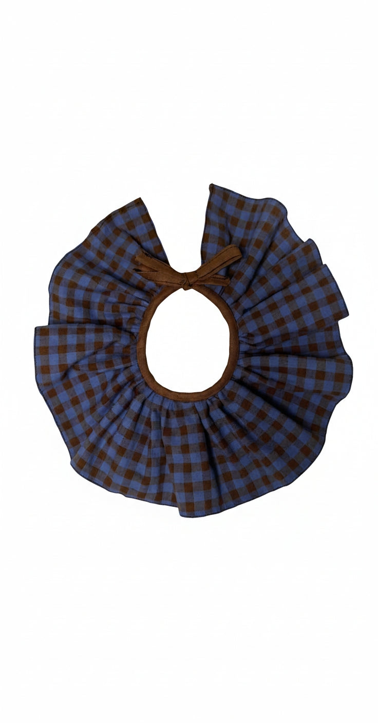 Cuello Vichy Marron y Azul
