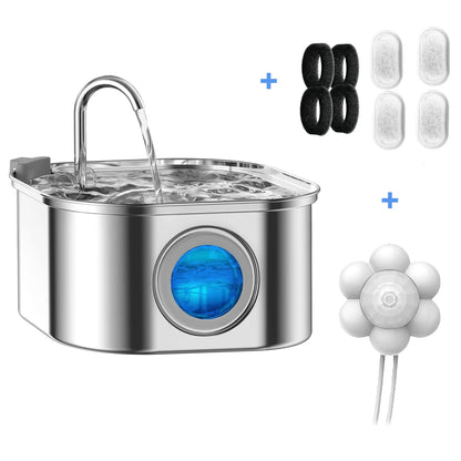 Fuente de Agua Automática de Acero Inoxidable para Gatos 3,2L – Hidratación Continua y Silenciosa