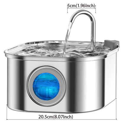 Fuente de Agua Automática de Acero Inoxidable para Gatos 3,2L – Hidratación Continua y Silenciosa