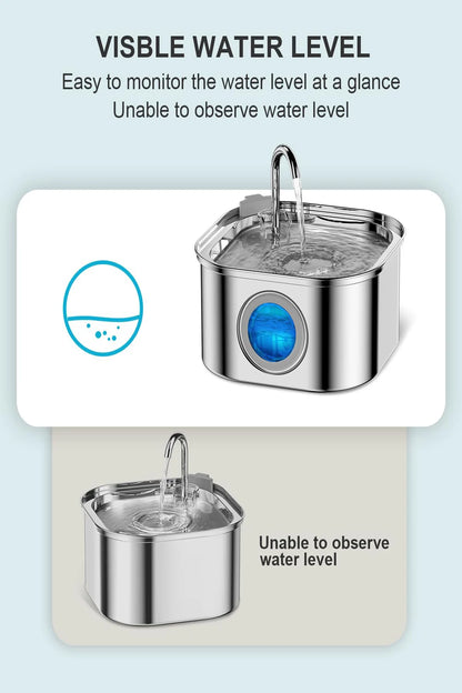 Fuente de Agua Automática de Acero Inoxidable para Gatos 3,2L – Hidratación Continua y Silenciosa