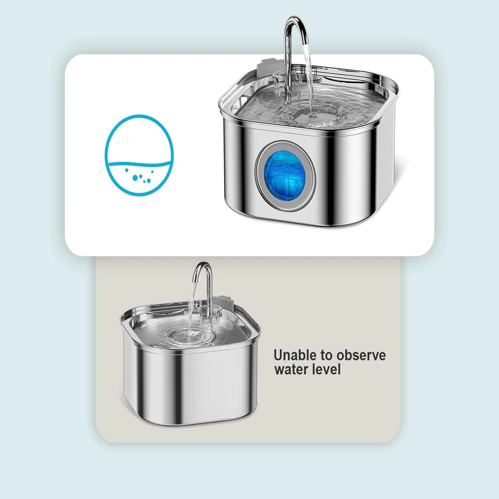 Fuente de Agua Automática de Acero Inoxidable para Gatos 3,2L – Hidratación Continua y Silenciosa