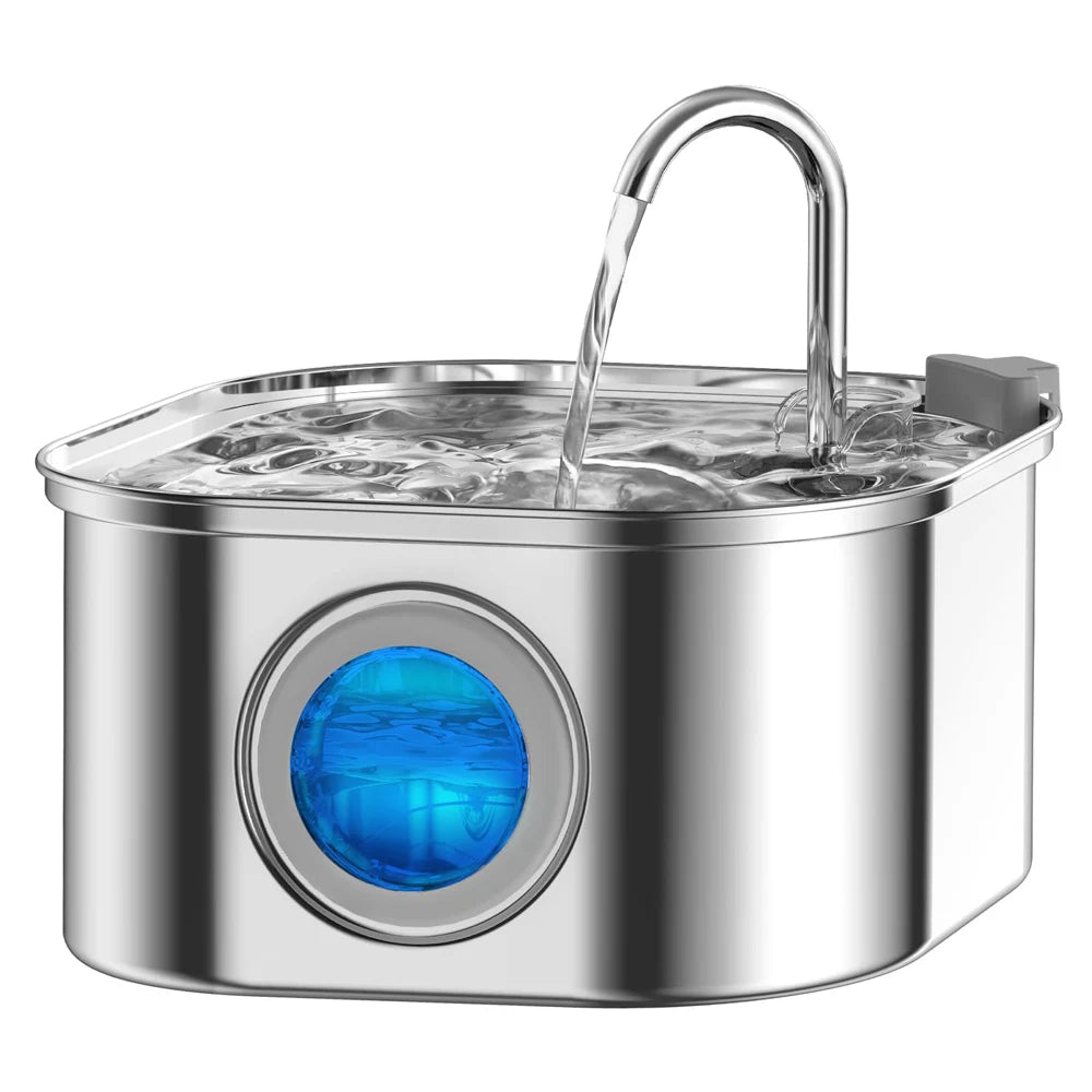 Fuente de Agua Automática de Acero Inoxidable para Gatos 3,2L – Hidratación Continua y Silenciosa