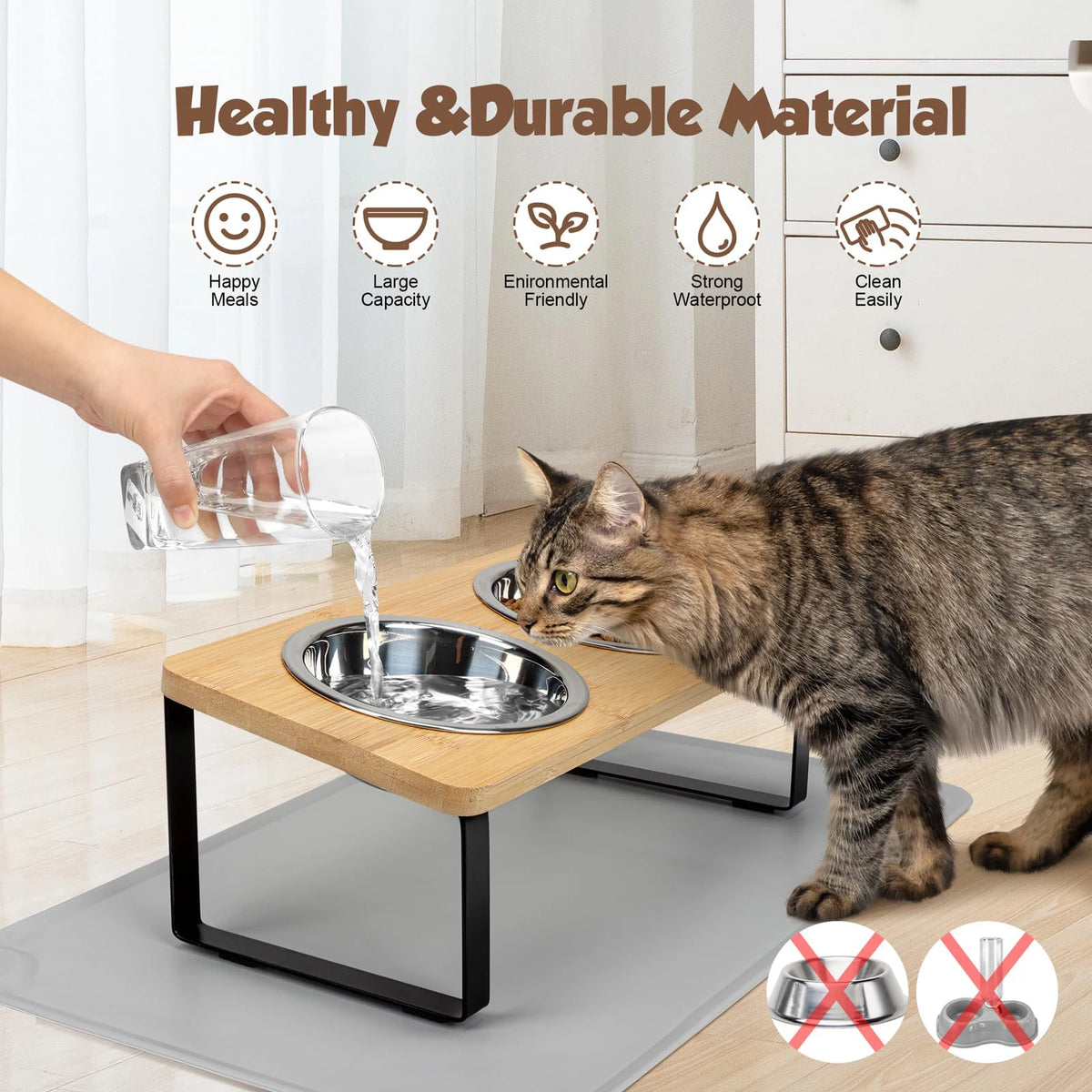 Comedero Ergonómico Antivómitos para Gatos y Perros (Diseño Elevado e Inclinado)