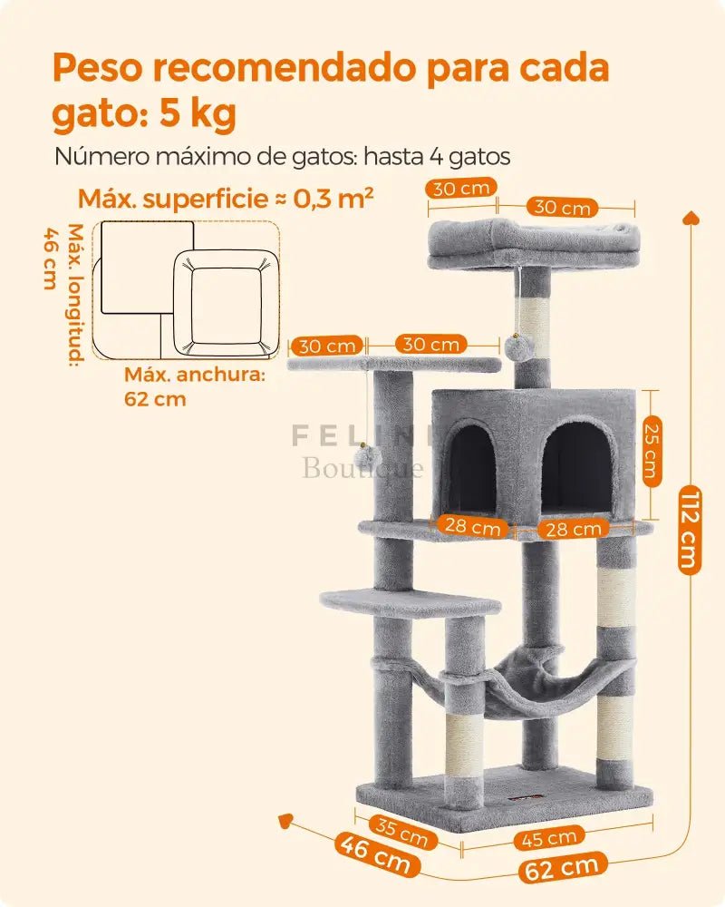 Árbol Rascador (112cm y 143 cm) – El Paraíso para tus Gatos - Boutique Felini