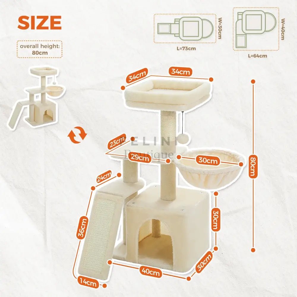 Árbol Rascador Compacto – Versatilidad y Confort en 80cm - Boutique Felini