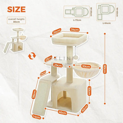 Árbol Rascador Compacto – Versatilidad y Confort en 80cm - Boutique Felini