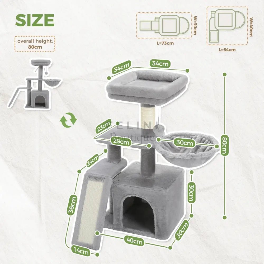 Árbol Rascador Compacto – Versatilidad y Confort en 80cm - Boutique Felini