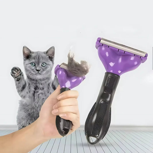 Cepillo deslanador tipo Furminator para gatos removedor de pelo autolimpiable