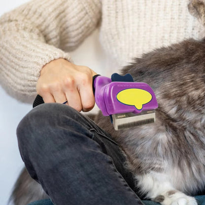 Cepillo deslanador tipo Furminator para gatos removedor de pelo autolimpiable
