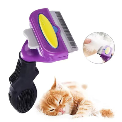 Cepillo deslanador tipo Furminator para gatos removedor de pelo autolimpiable