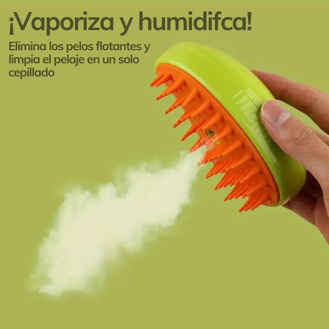 Cepillo de vapor para gatos eléctrico pulverizador Relax 3 usos en 1 peine con agua