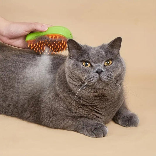 Cepillo de vapor para gatos eléctrico pulverizador Relax 3 usos en 1 peine con agua