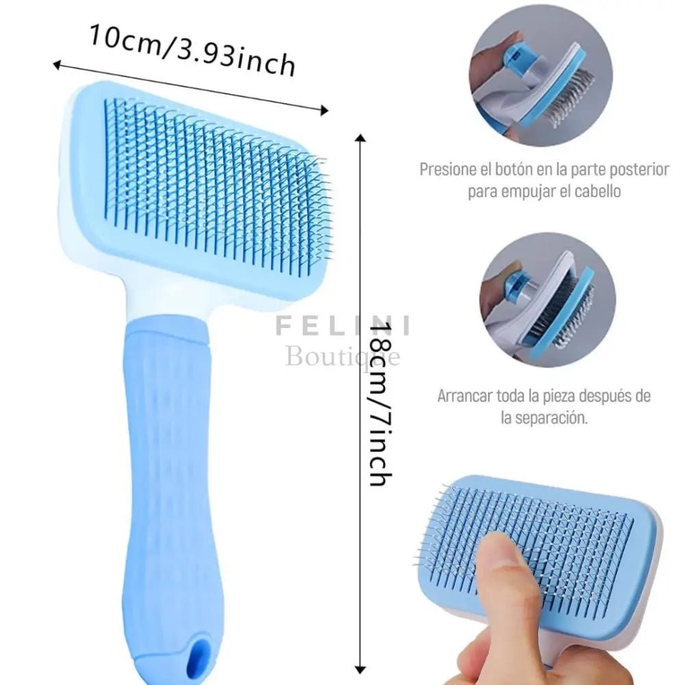 Cepillo peine quitapelos masajeador con botón 1 Click - Boutique Felini