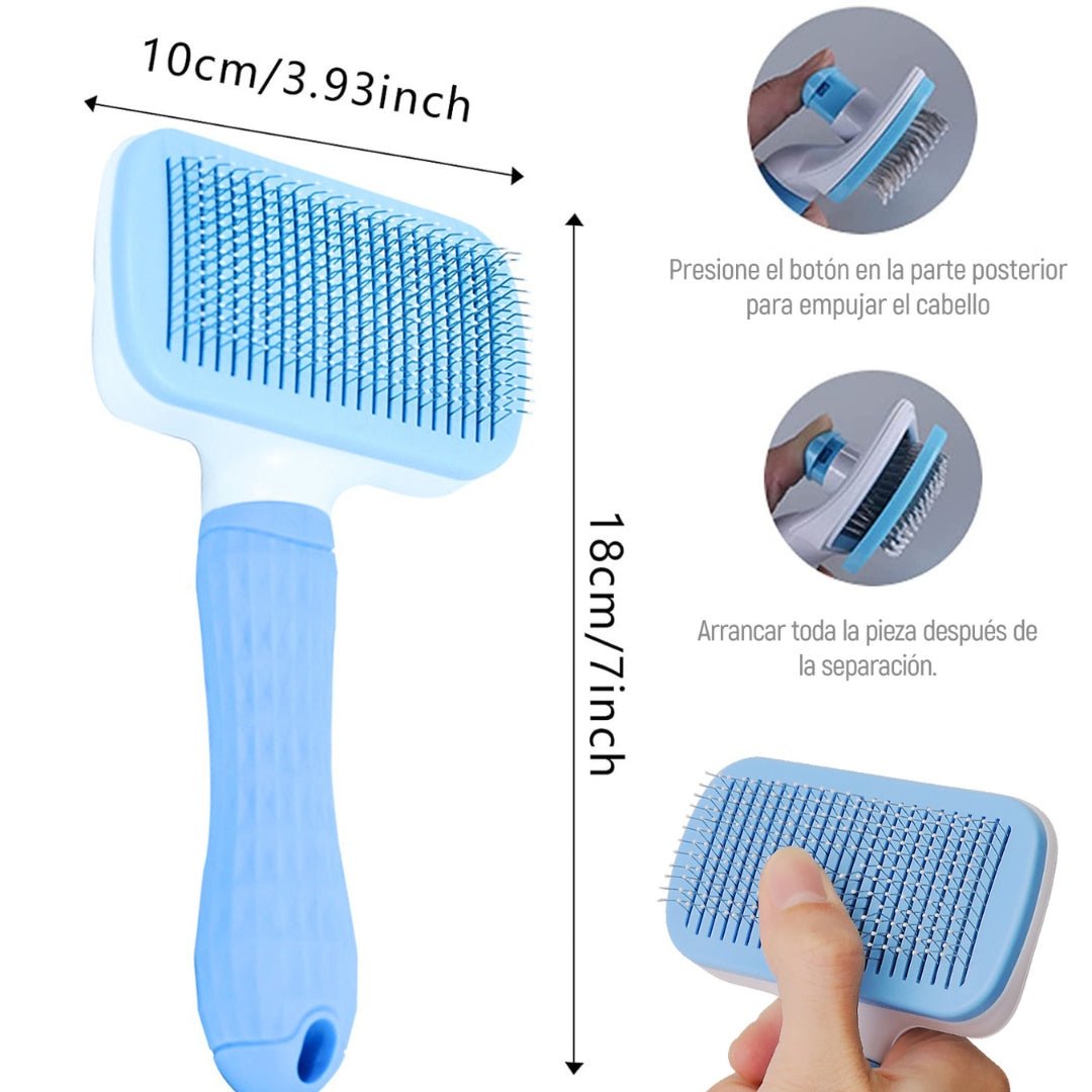 Cepillo peine quitapelos masajeador para gatos Saoko con botón 1 click