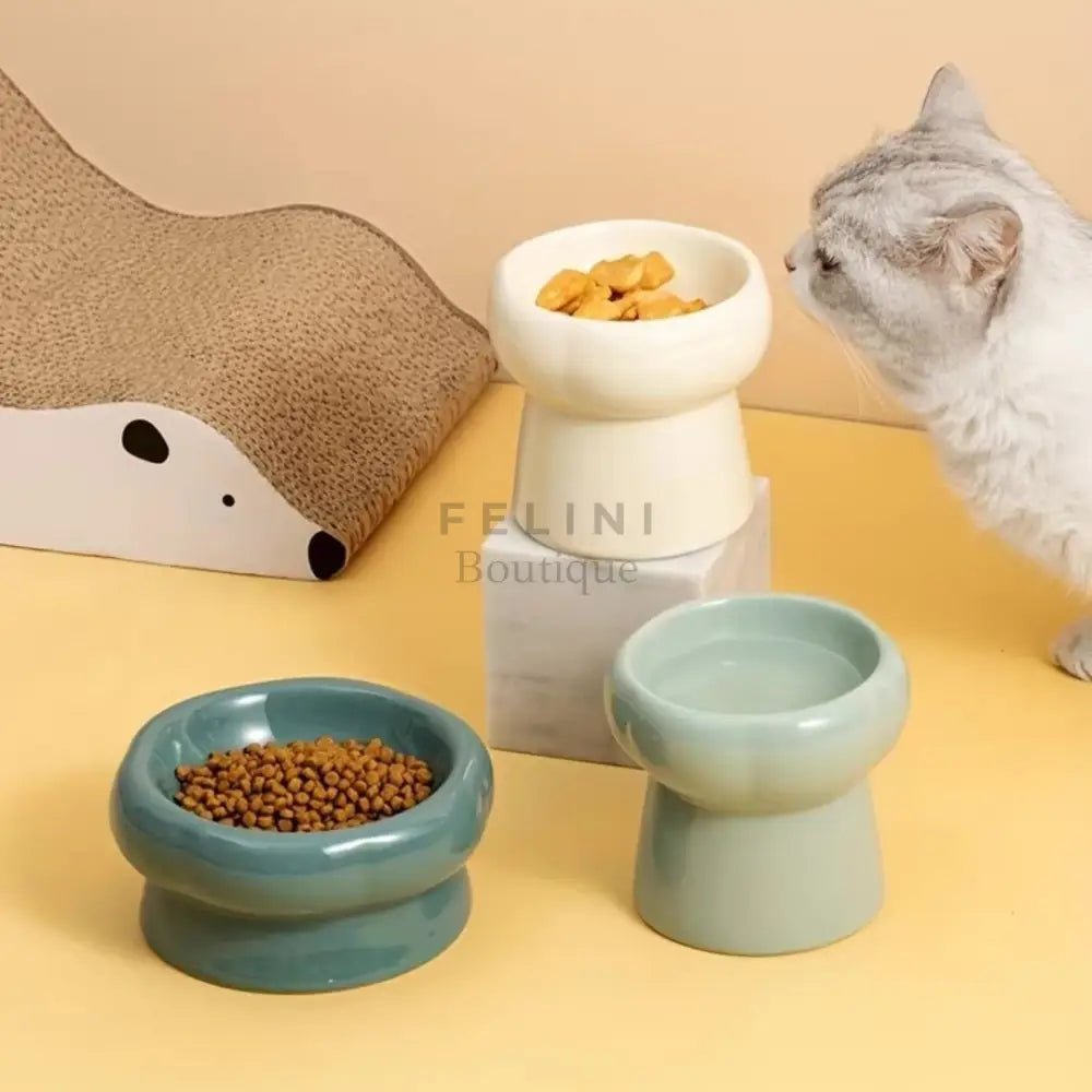 Comedero bebedero elevado cerámica para gatos Bonzai - Boutique Felini