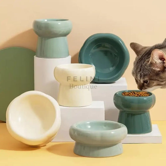 Comedero bebedero elevado cerámica para gatos Bonzai - Boutique Felini