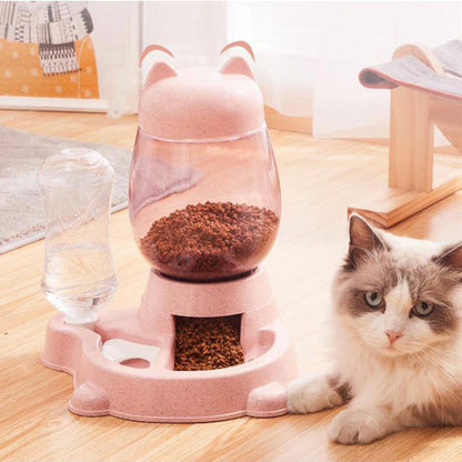 Dispensador de comida y agua por gravedad 2.2L para gatos