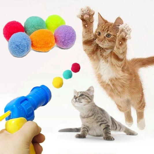 Juguete lanzador Bang de pelotas felpa para gatos