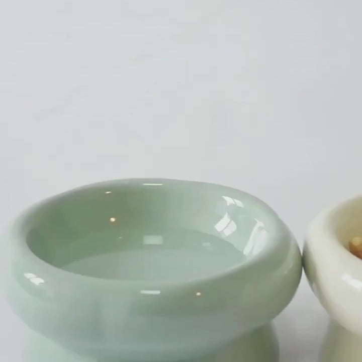 Comedero bebedero elevado cerámica para gatos Bonzai