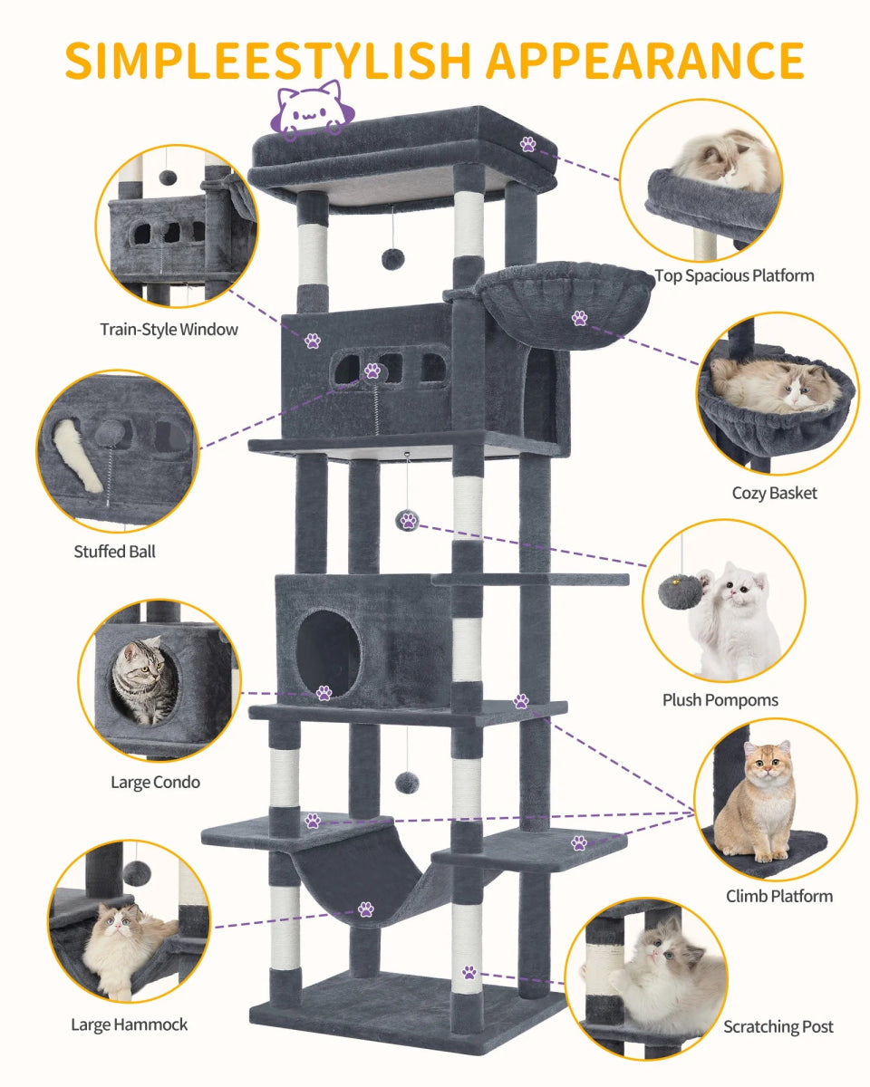 Torre Gigante para Gatos (210 cm) – La Villa de Lujo Multinivel - Boutique Felini