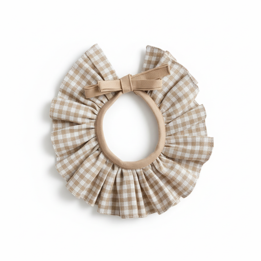 Cuello Vichy Beige y Blanco