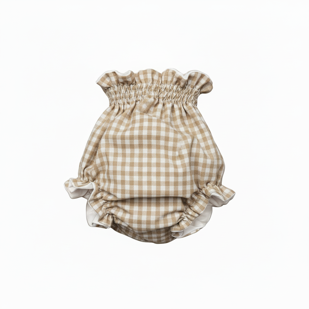 Braguita Vichy Beige y Blanco