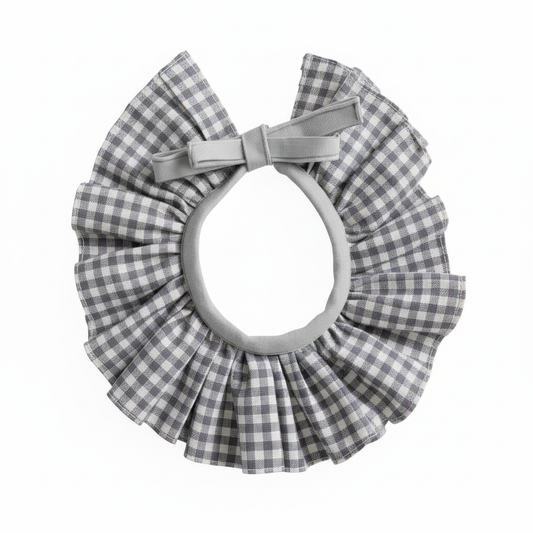Cuello Vichy Gris y Blanco